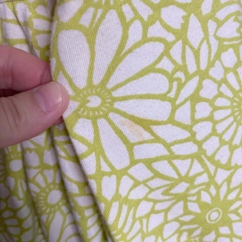 Madison Greenish-Yellow Floral Cotton V-Neck‎ Tank Midi Dress